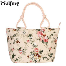 Load image into Gallery viewer, Folding Women Big Size Handbag Tote Ladies Casual Flower Printing Canvas Graffiti Shoulder Bag Beach Bolsa Feminina