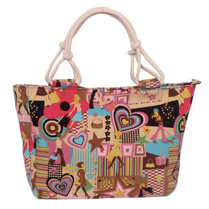 Folding Women Big Size Handbag Tote Ladies Casual Flower Printing Canvas Graffiti Shoulder Bag Beach Bolsa Feminina